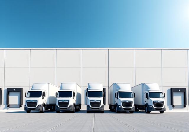 Modern logistics fleet at a regional warehouse hub